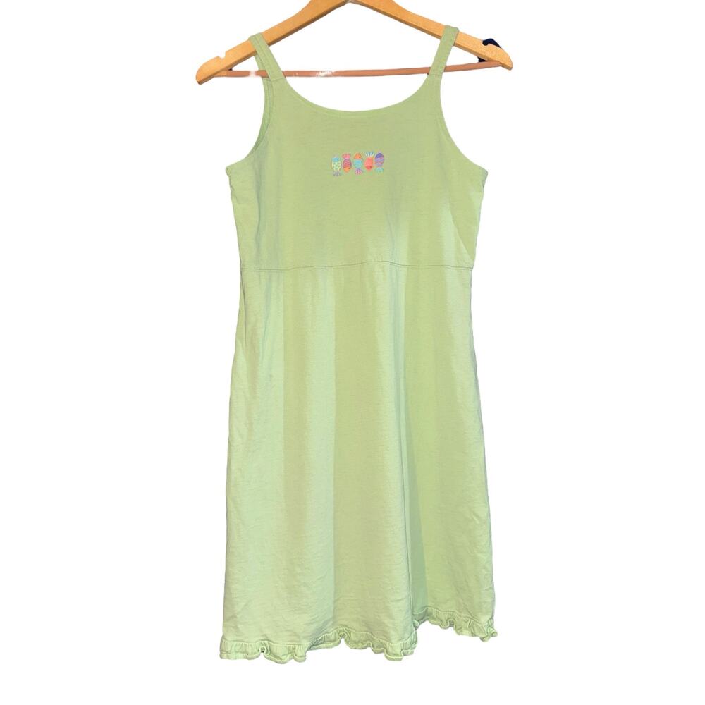Vintage‎ Fresh Produce Midi Dress Girls 7-14 Fish Ruffle Sleeveless Green Beach
